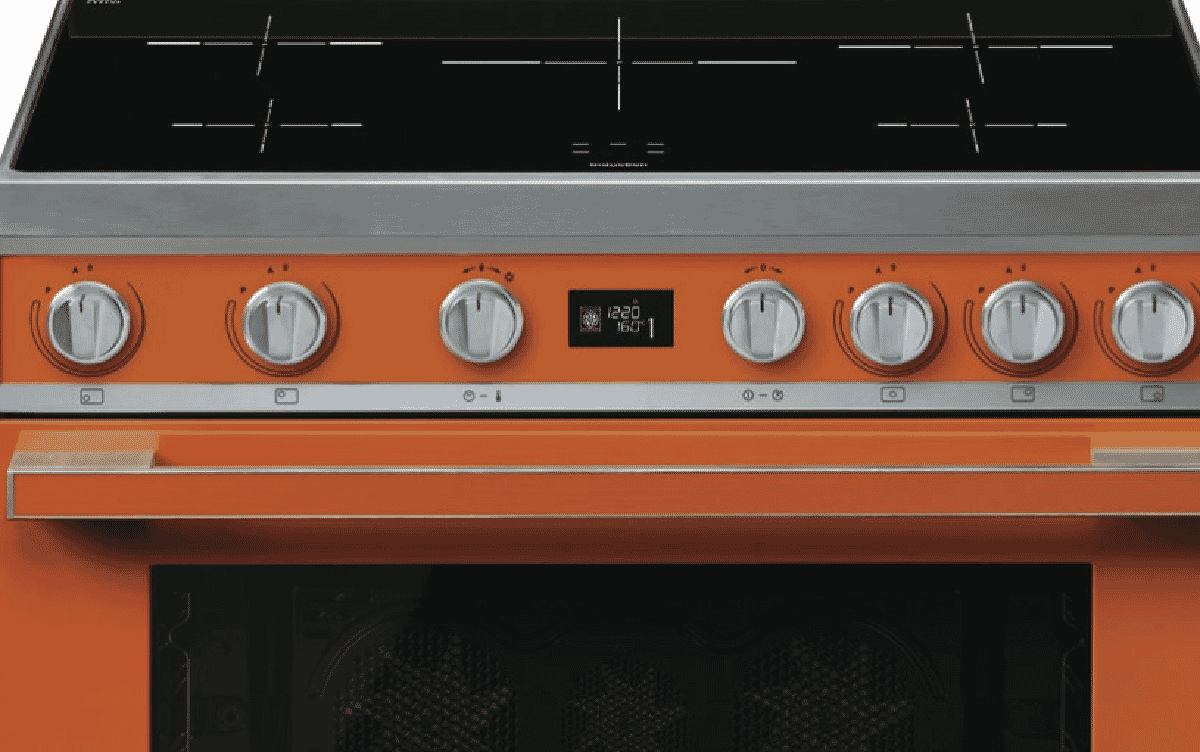 Smeg CPF9IPOR Portofino 90cm Induction Upright Cooker Orange at The