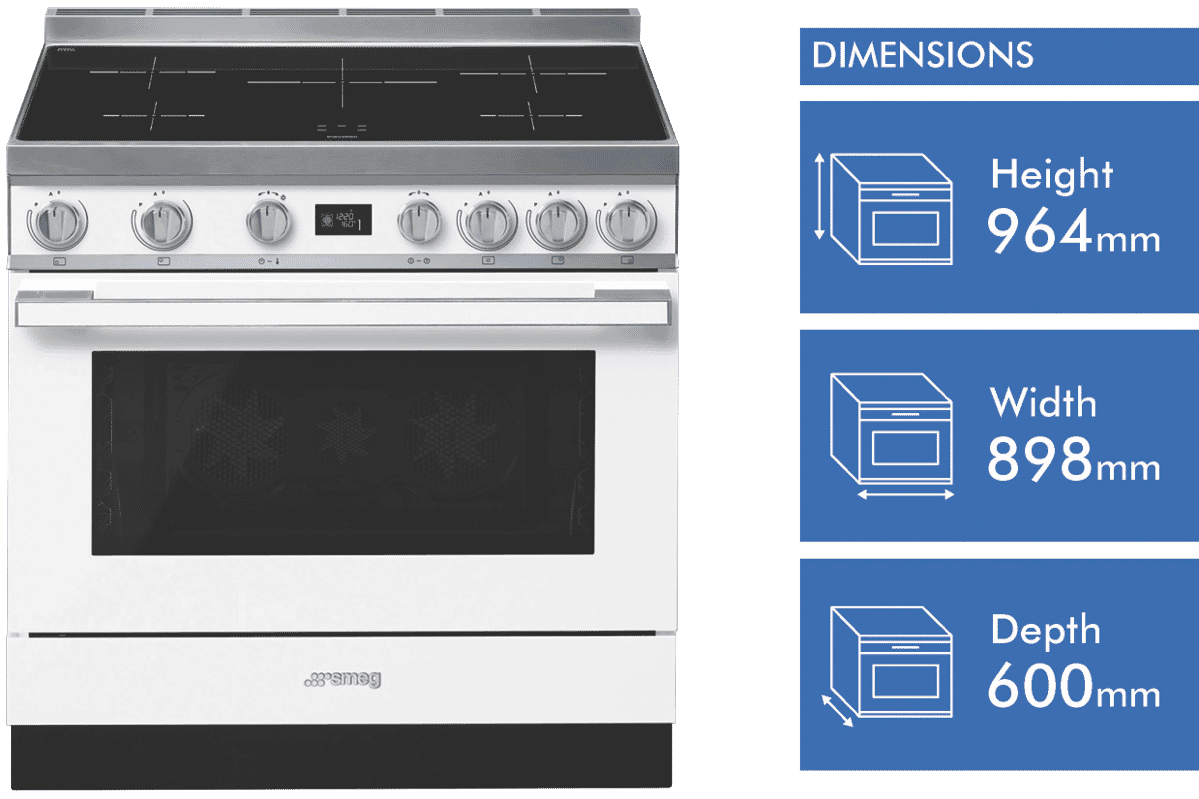 Smeg CPF9IPWH Portofino 90cm Induction Upright Cooker White at The Good