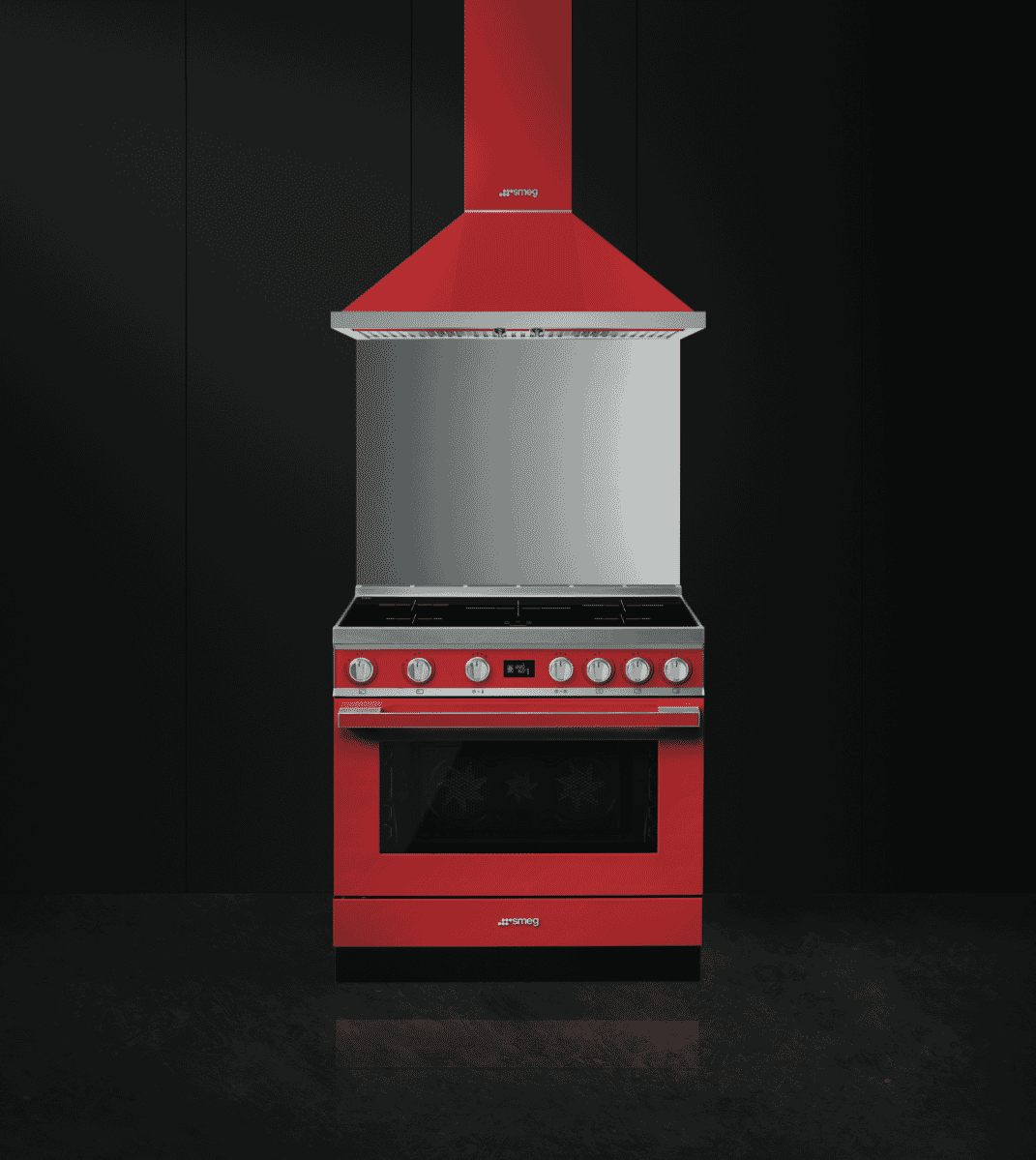 Smeg CPF9IPR Portofino 90cm Induction Upright Cooker Red at The Good Guys