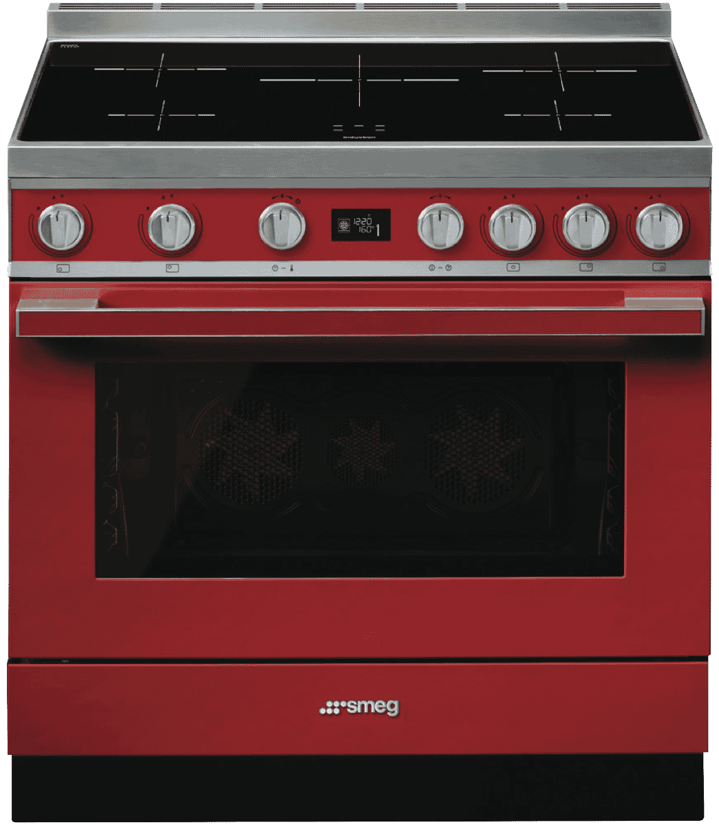 Smeg CPF9IPR Portofino 90cm Induction Upright Cooker Red at The Good Guys