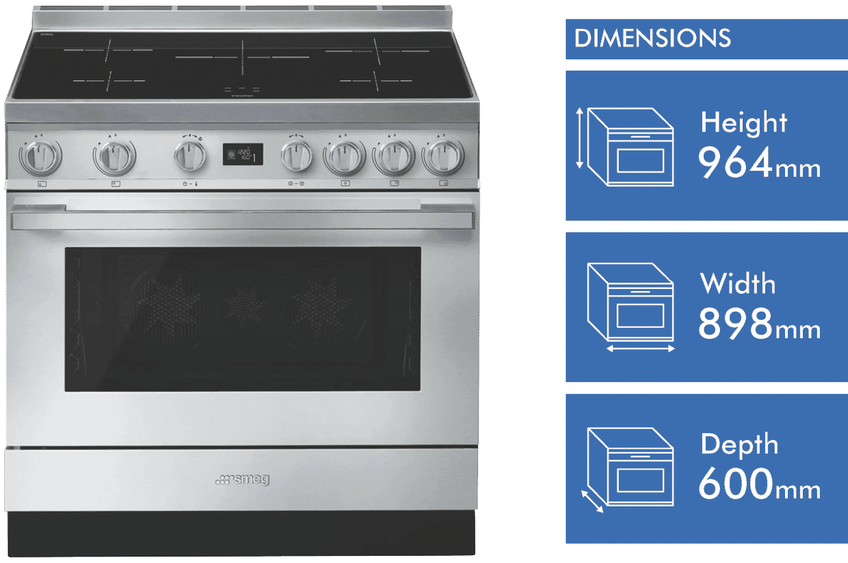 90cm induction upright cooker