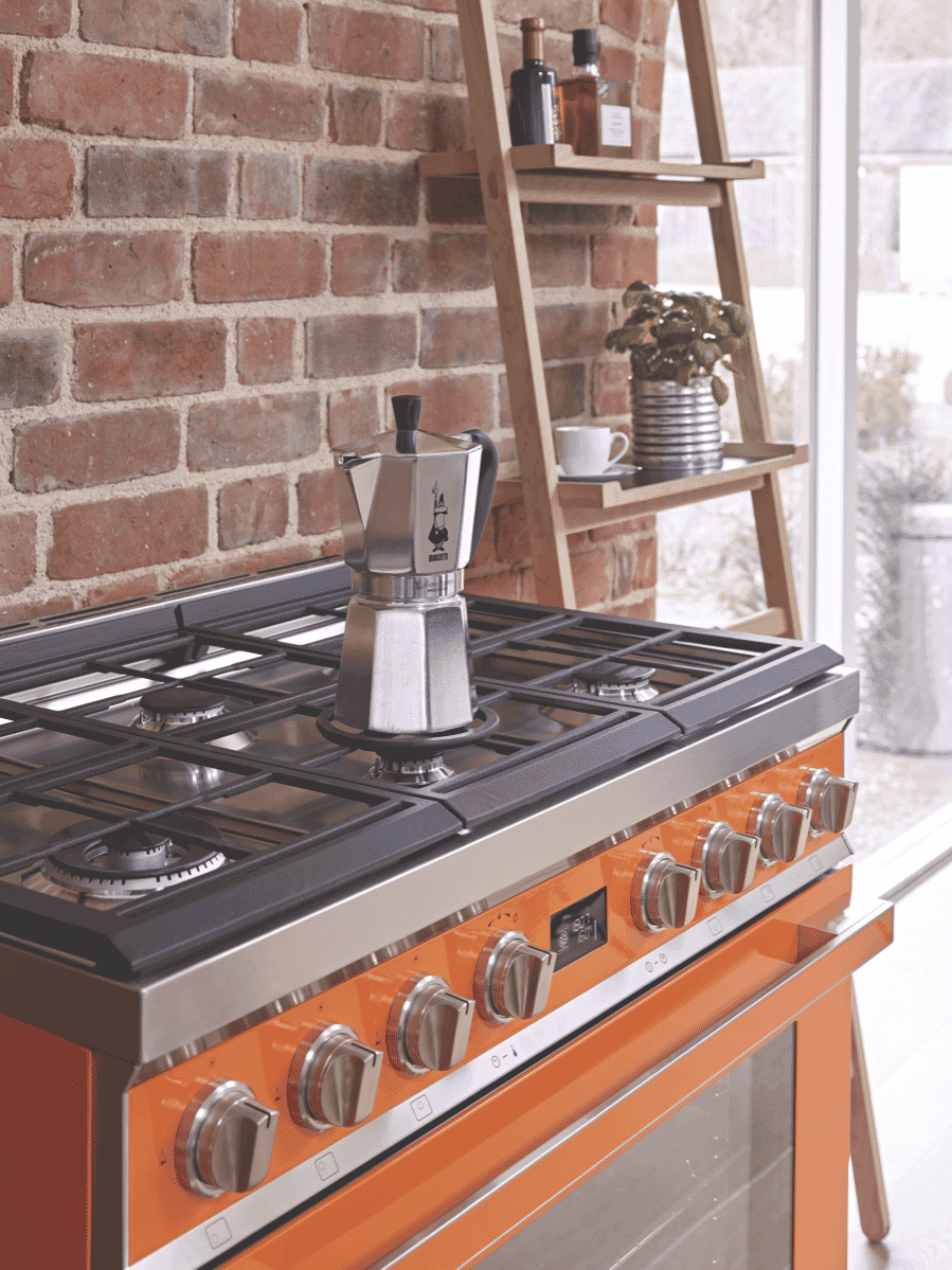 Smeg CPF9GPORA Portofino 90cm Dual Fuel Upright Cooker Orange at The Good Guys