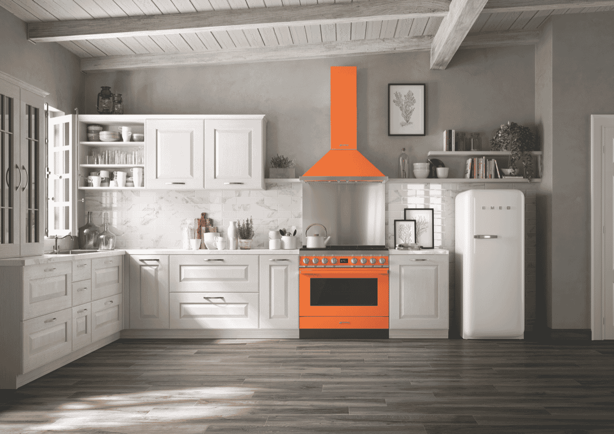 Smeg CPF9GPORA Portofino 90cm Dual Fuel Upright Cooker Orange at The