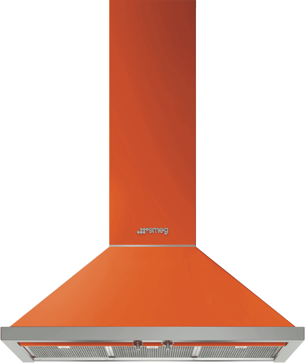 Smeg KPFA9OR Portofino 90cm Canopy Rangehood Orange at The Good Guys