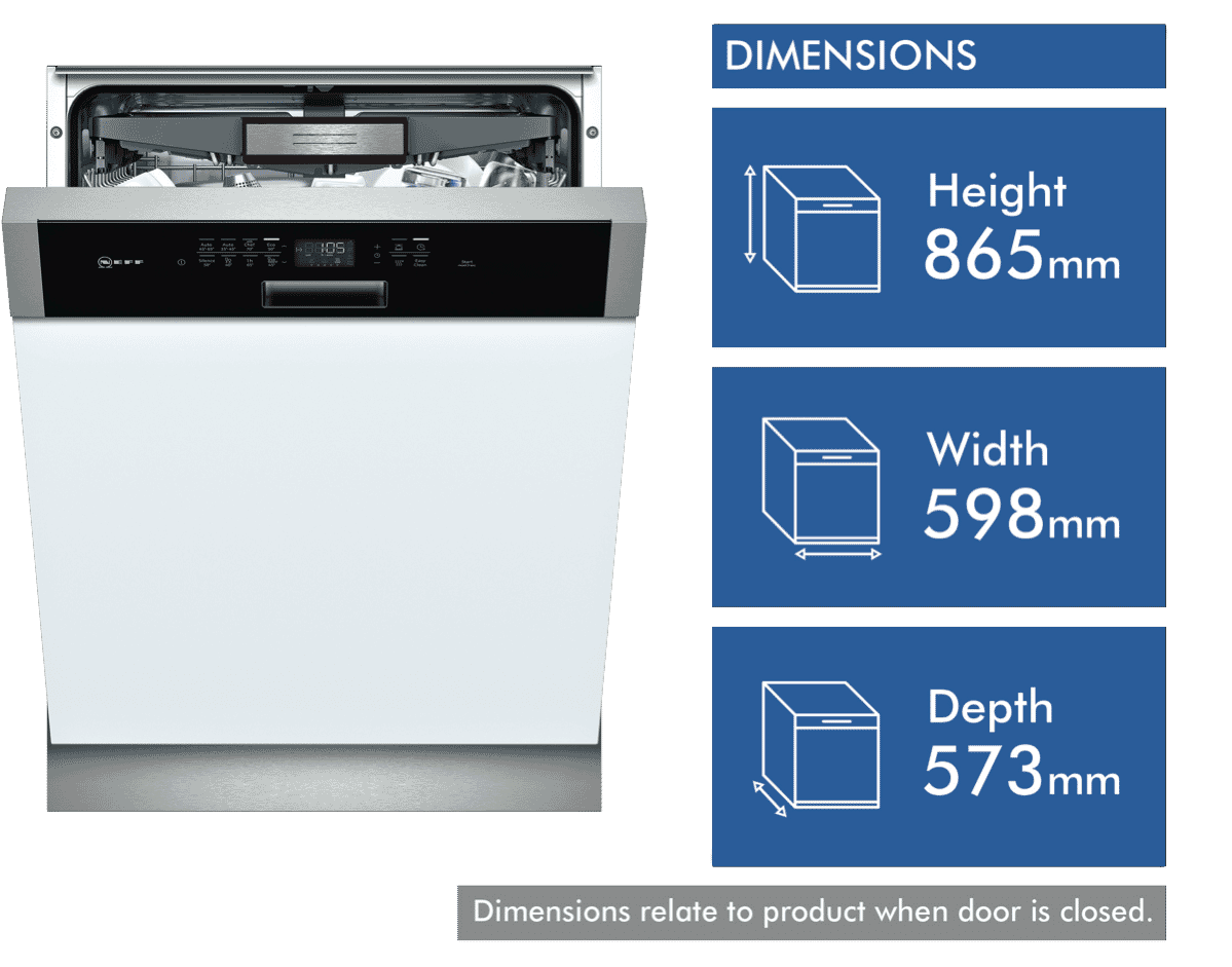 Neff S425T80S0A PF Tall Tub Semi Integrated Dishwasher at The Good Guys