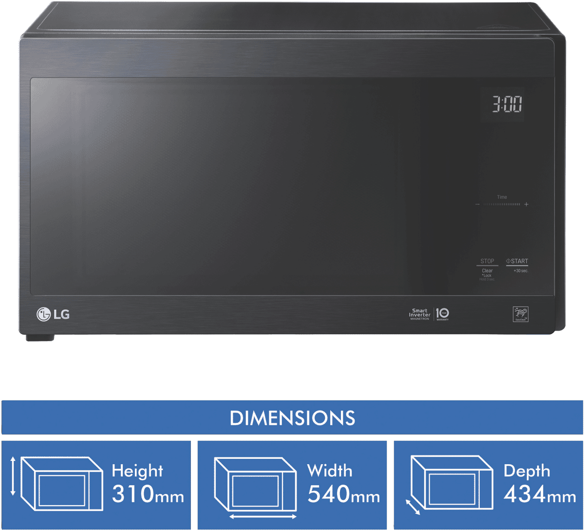 LG MS4296OMBS NeoChef 42L 1200W Matte Black Stainless Steel Microwave