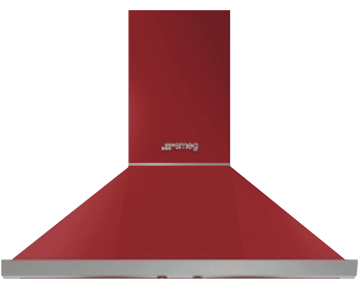 Smeg KPFA9RD Portofino 90cm Canopy Rangehood Red at The Good Guys