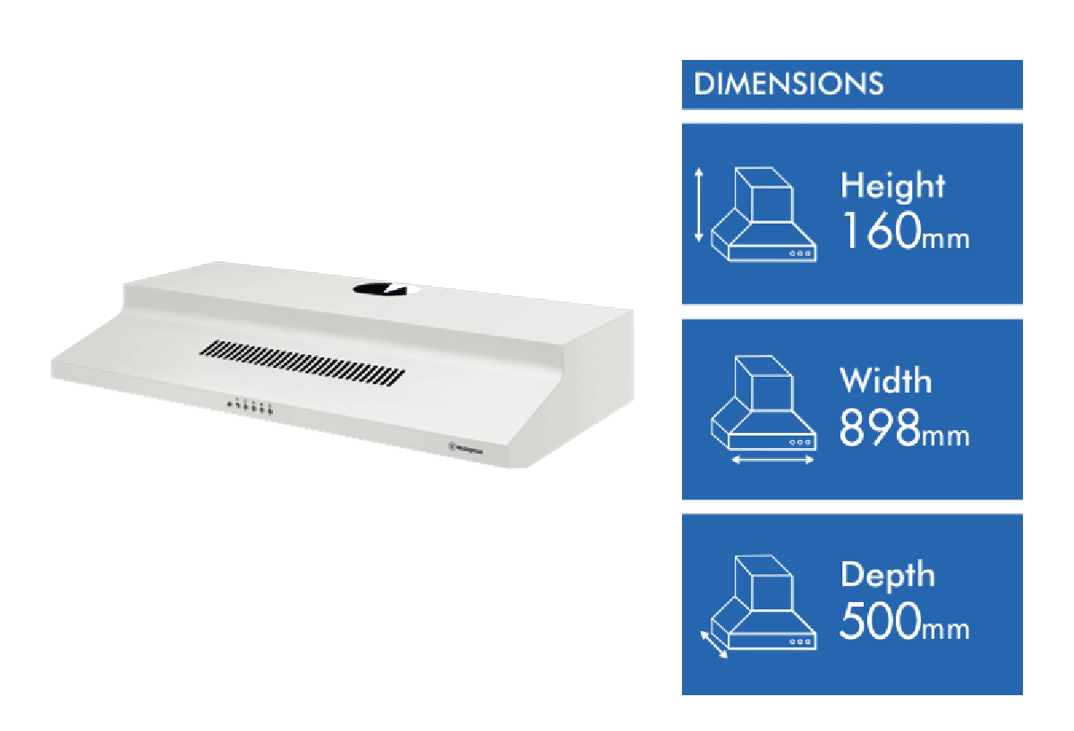 Westinghouse 90cm Fixed White Rangehood