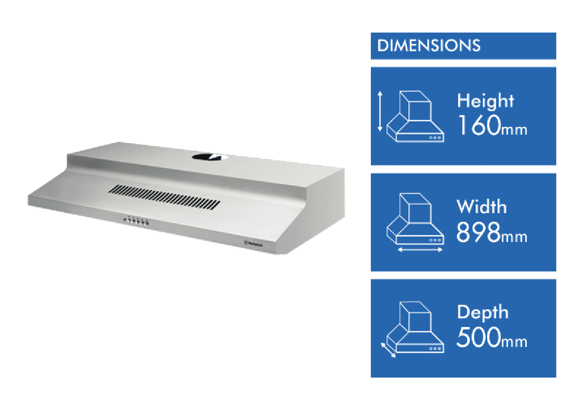 Westinghouse 90cm Fixed Stainless Steel Rangehood