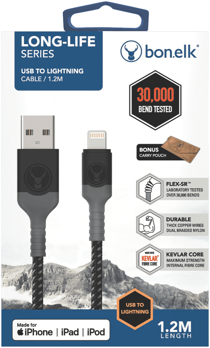 Bonelk Long-Life Lightning Cable 1m - Black