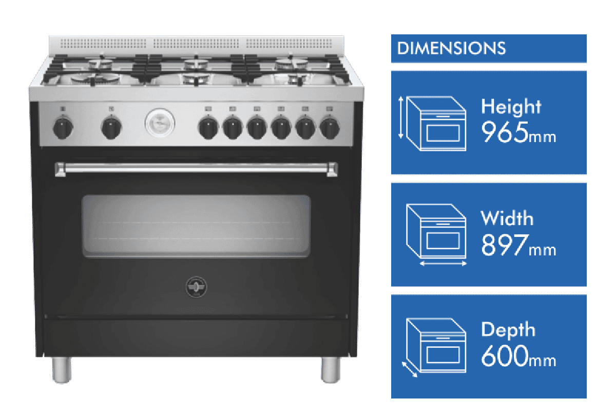La Germania Americana 90cm Dual Fuel Upright Cooker - Matt Black