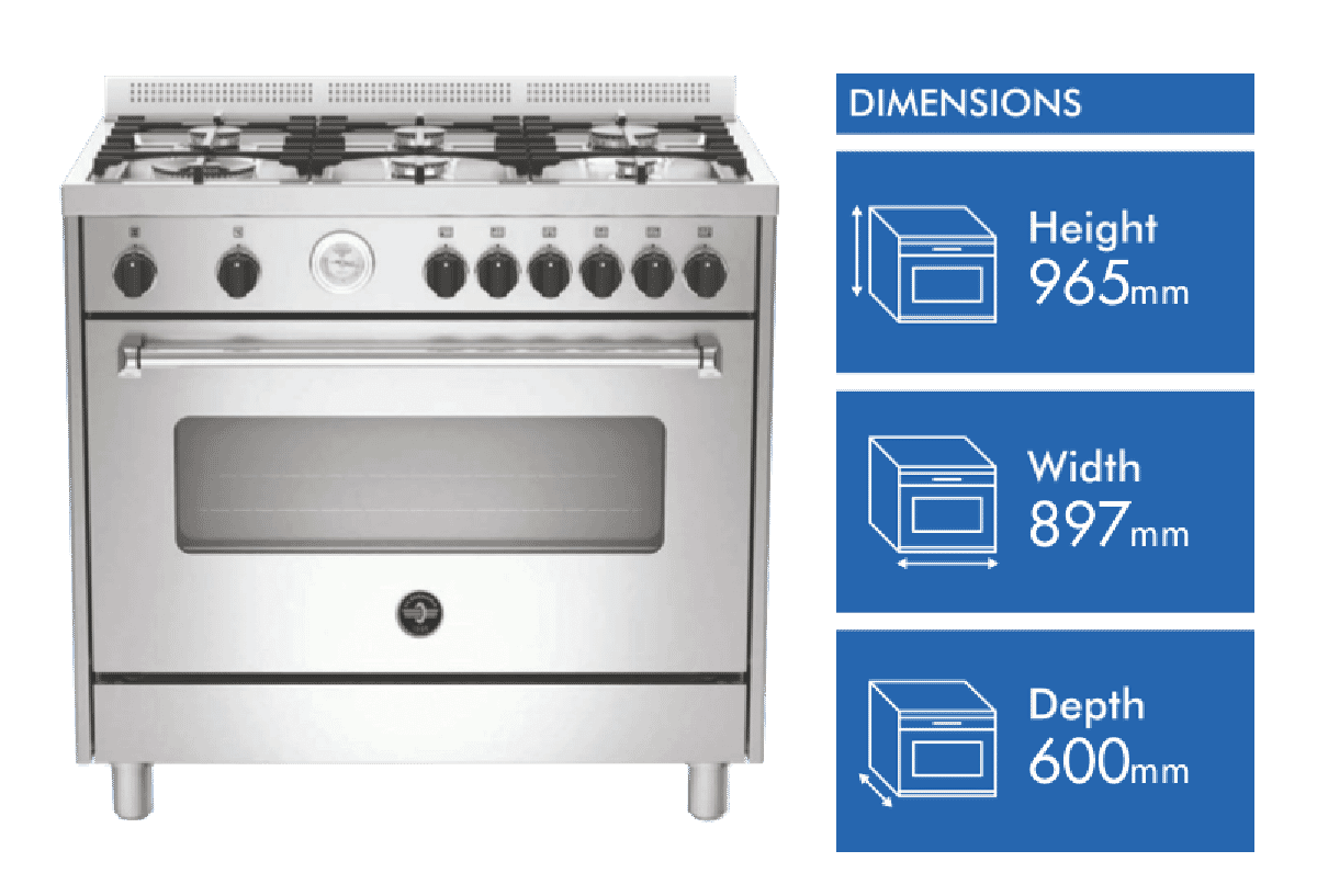 La Germania Americana 90cm Dual Fuel Upright Cooker - Stainless Steel