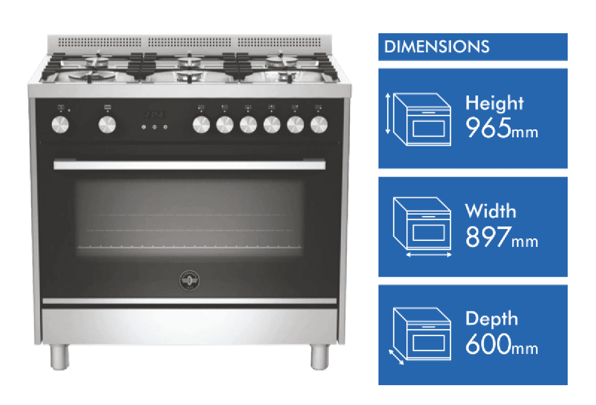 La Germania Futura 90cm Gas Upright Cooker - Stainless Steel