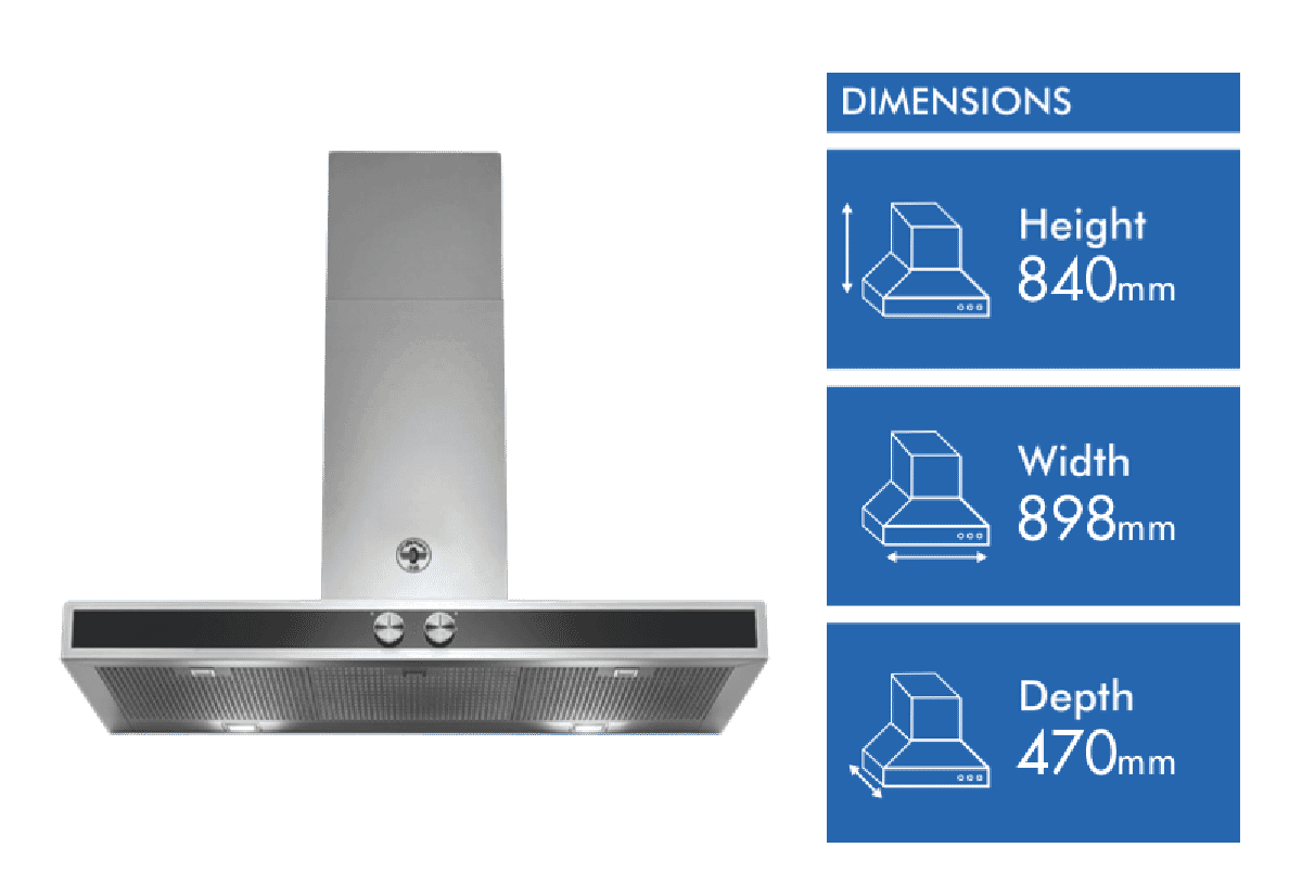 La Germania 90cm Stainless Steel Canopy Rangehood