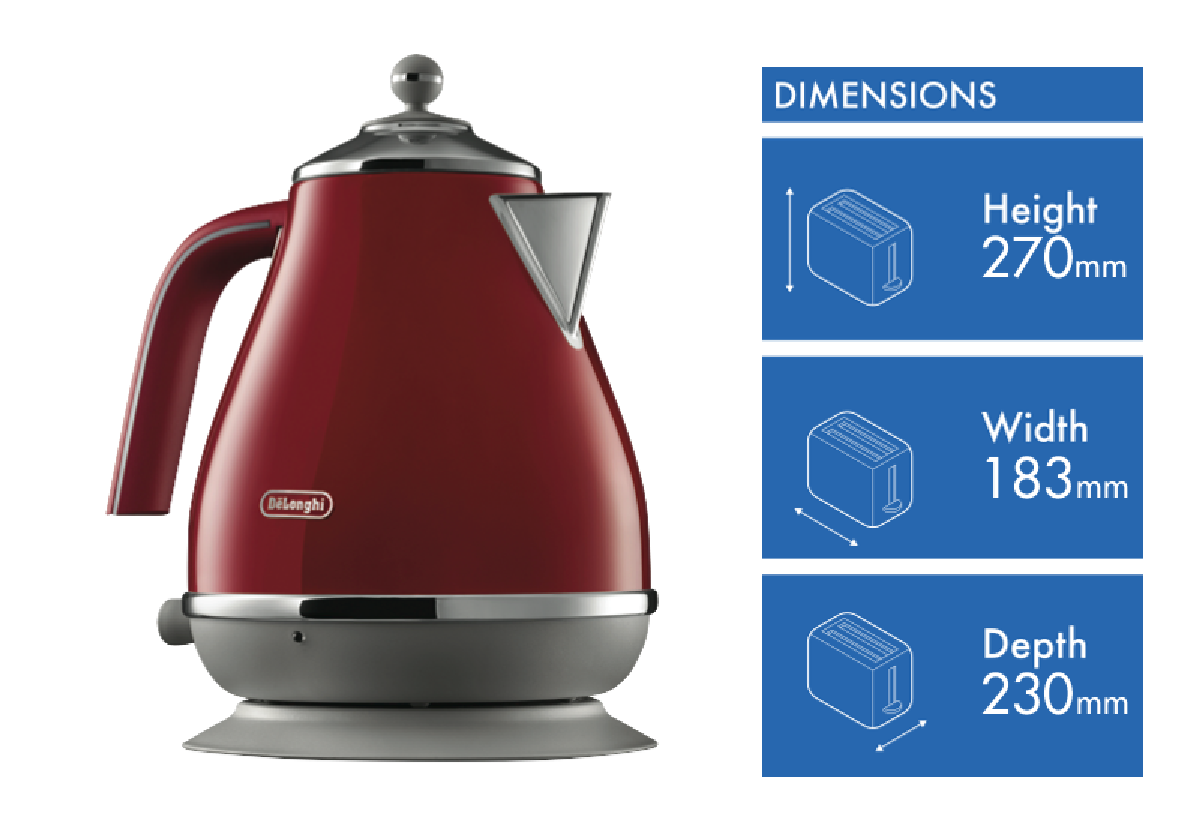 DeLonghi Icon Capitals Kettle (Tokyo Red) - JB Hi-Fi