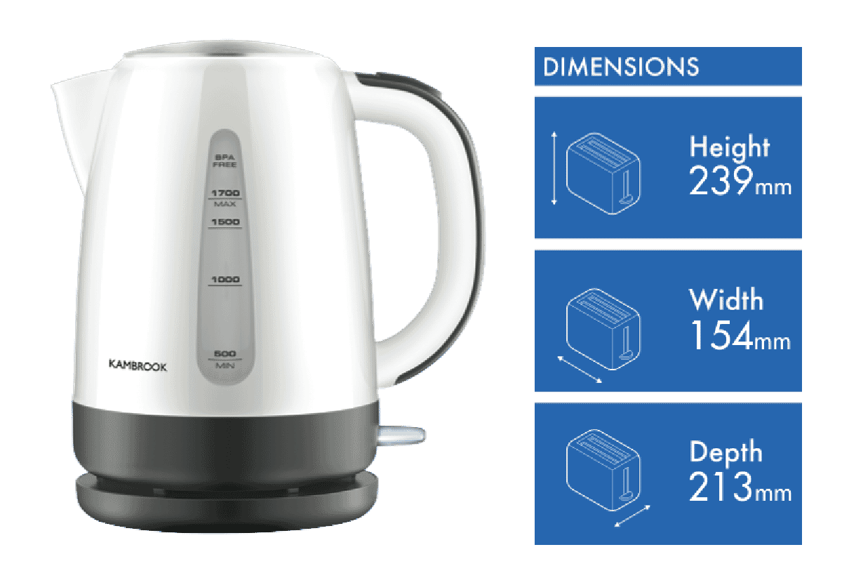 Kambrook Pour With Ease 1.7 Lire Kettle KKE280WHT2JAN1
