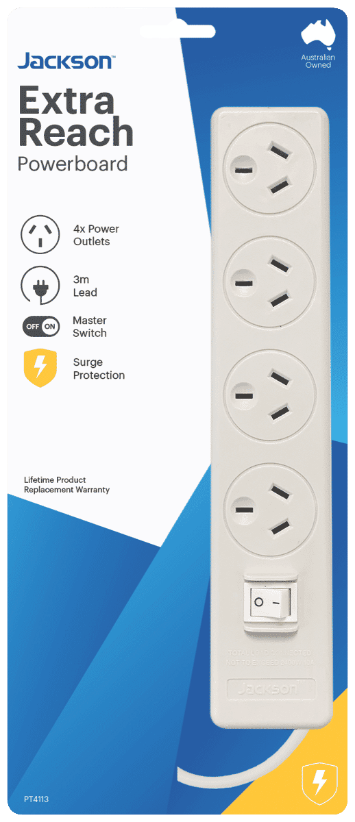 Jackson 4 Way Surge Powerboard 3m