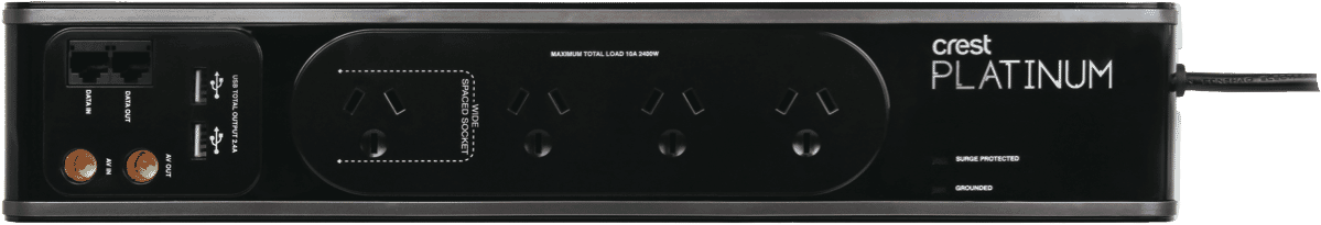 Crest 4 Socket AV Surge Protect Powerboard
