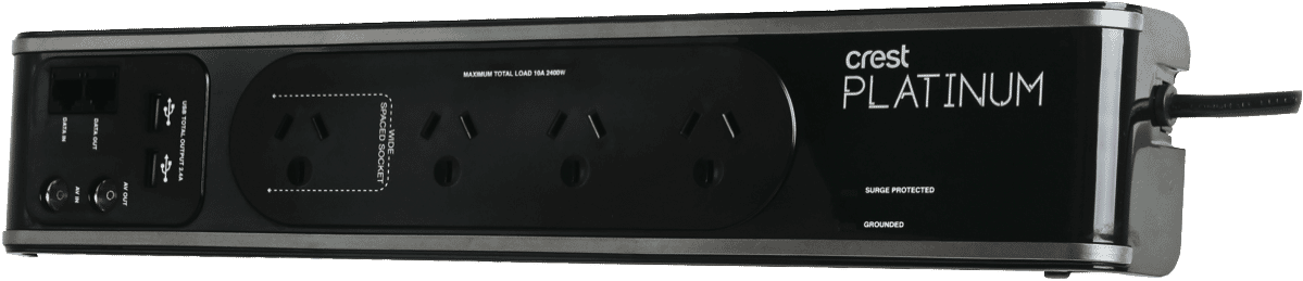 Crest 4 Socket AV Surge Protect Powerboard