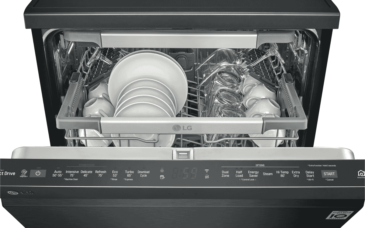 LG XD3A25MB QuadWash Matte Black TrueSteam Dishwasher at The Good Guys