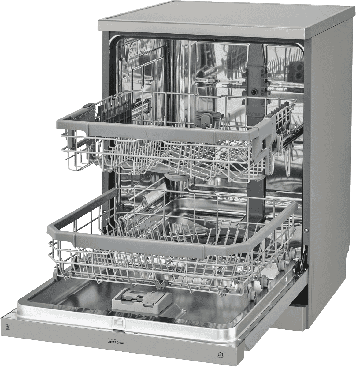 LG XD4B24PS QuadWash Platinum Steel TrueSteam Dishwasher at The Good Guys