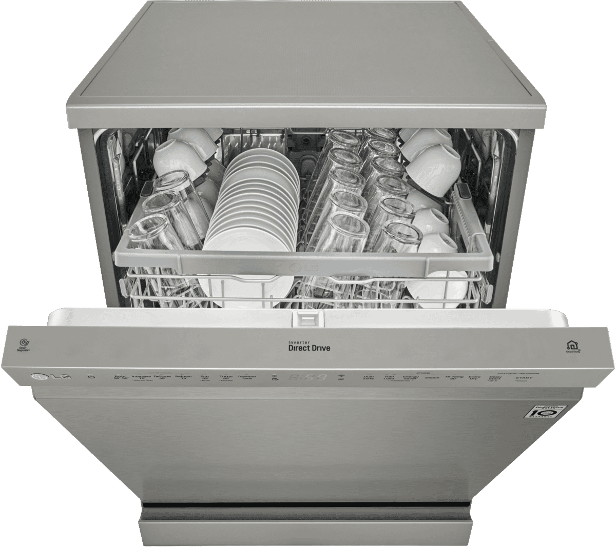 LG XD4B24PS QuadWash Platinum Steel TrueSteam Dishwasher at The Good Guys