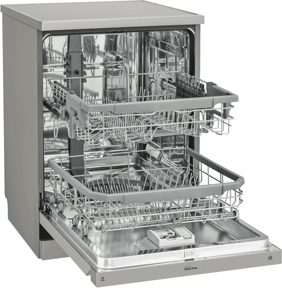LG XD4B24PS QuadWash Platinum Steel TrueSteam Dishwasher at The Good Guys