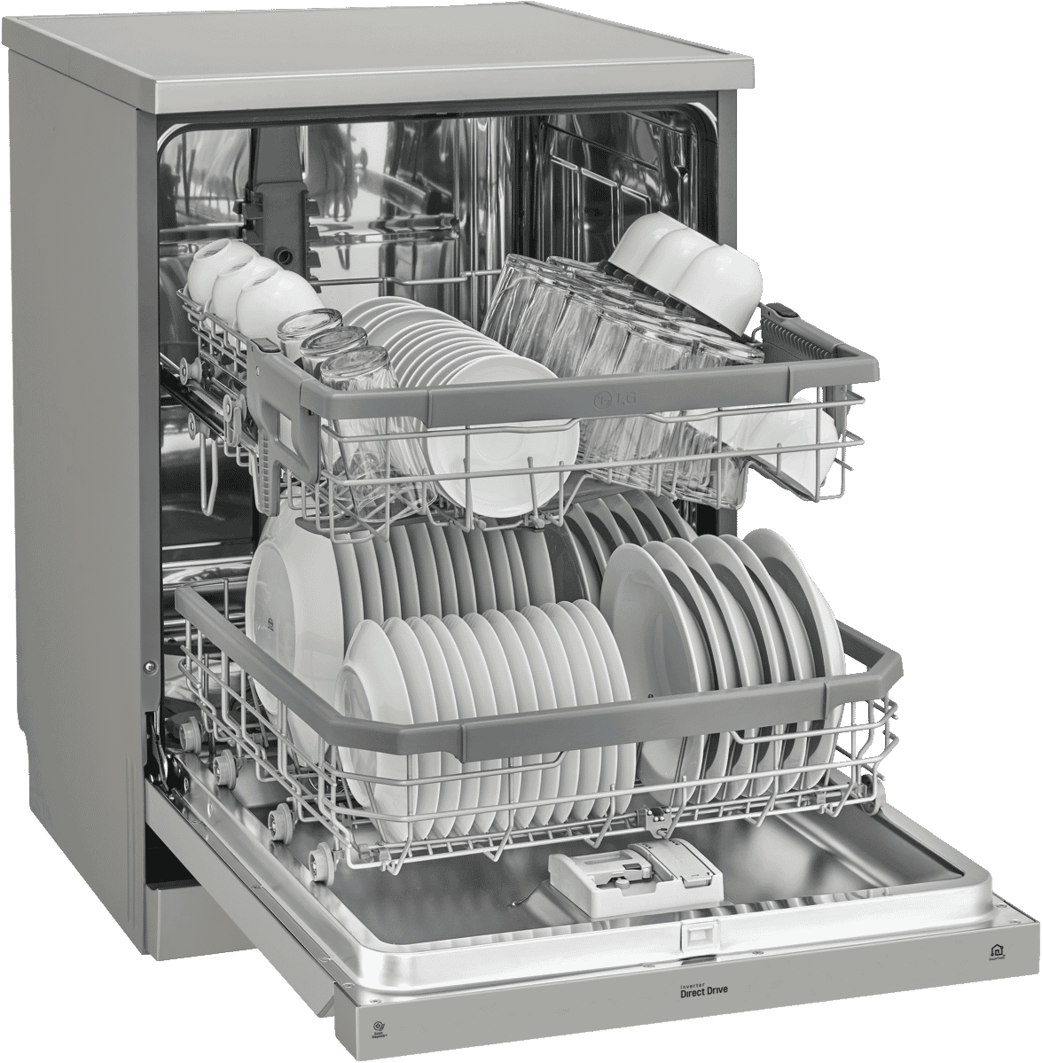 LG XD4B24PS QuadWash Platinum Steel TrueSteam Dishwasher at The Good Guys