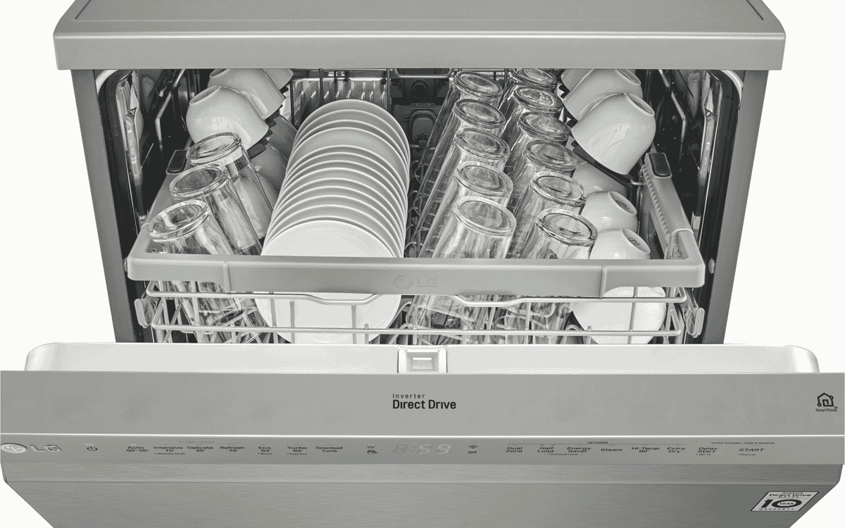 LG XD4B24PS QuadWash Platinum Steel TrueSteam Dishwasher at The Good Guys