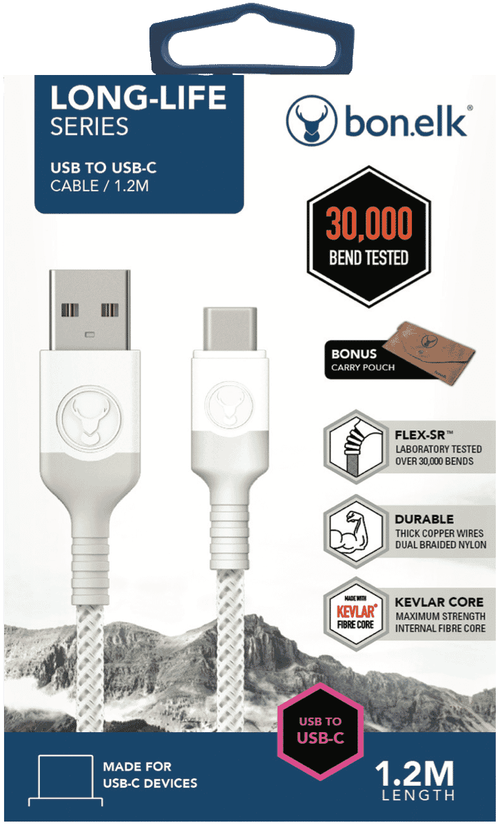 Bonelk Long-Life USB to USB-C Cable 1m - White