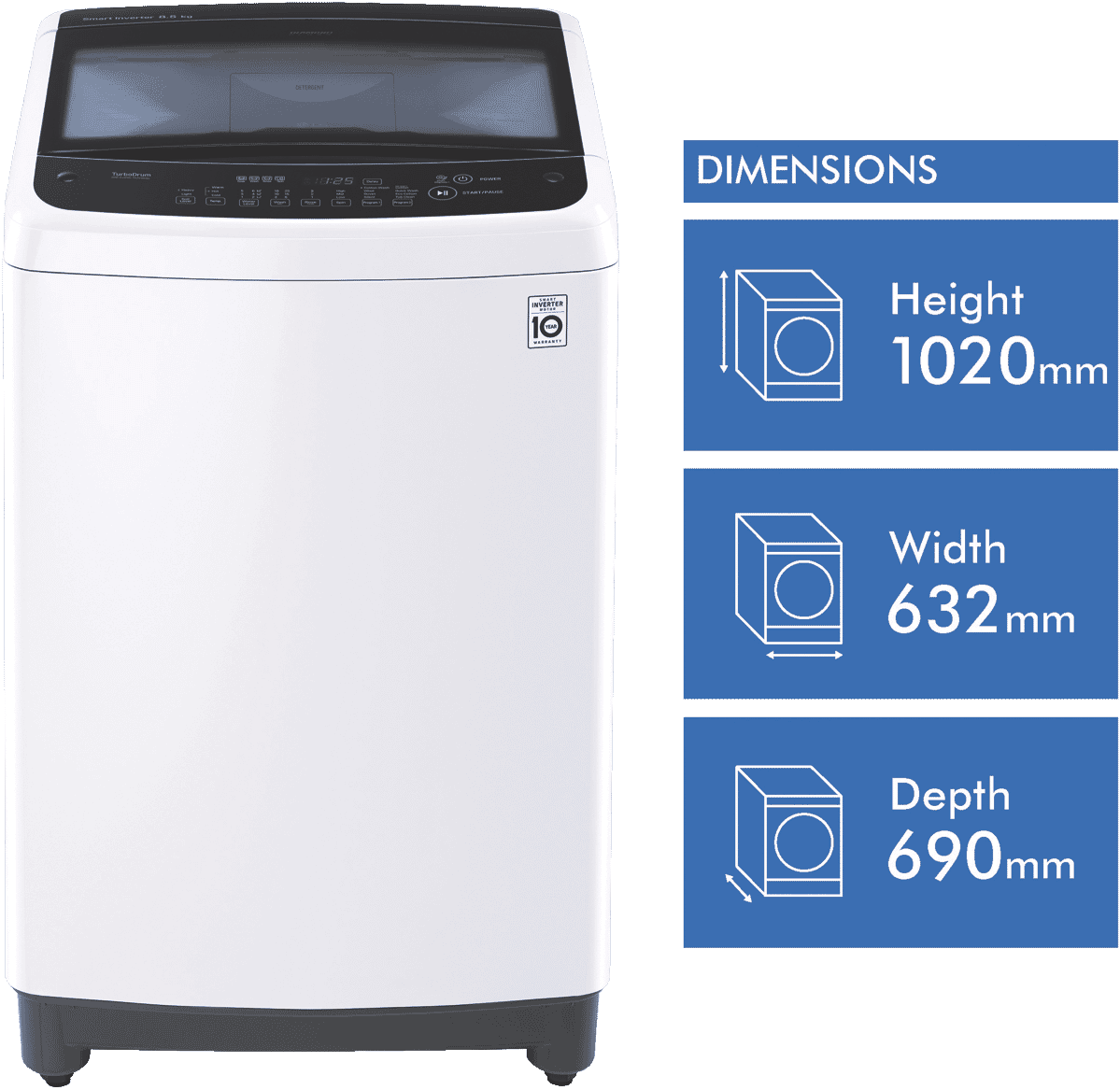LG WTG8521 8.5kg Top Load Washer at The Good Guys