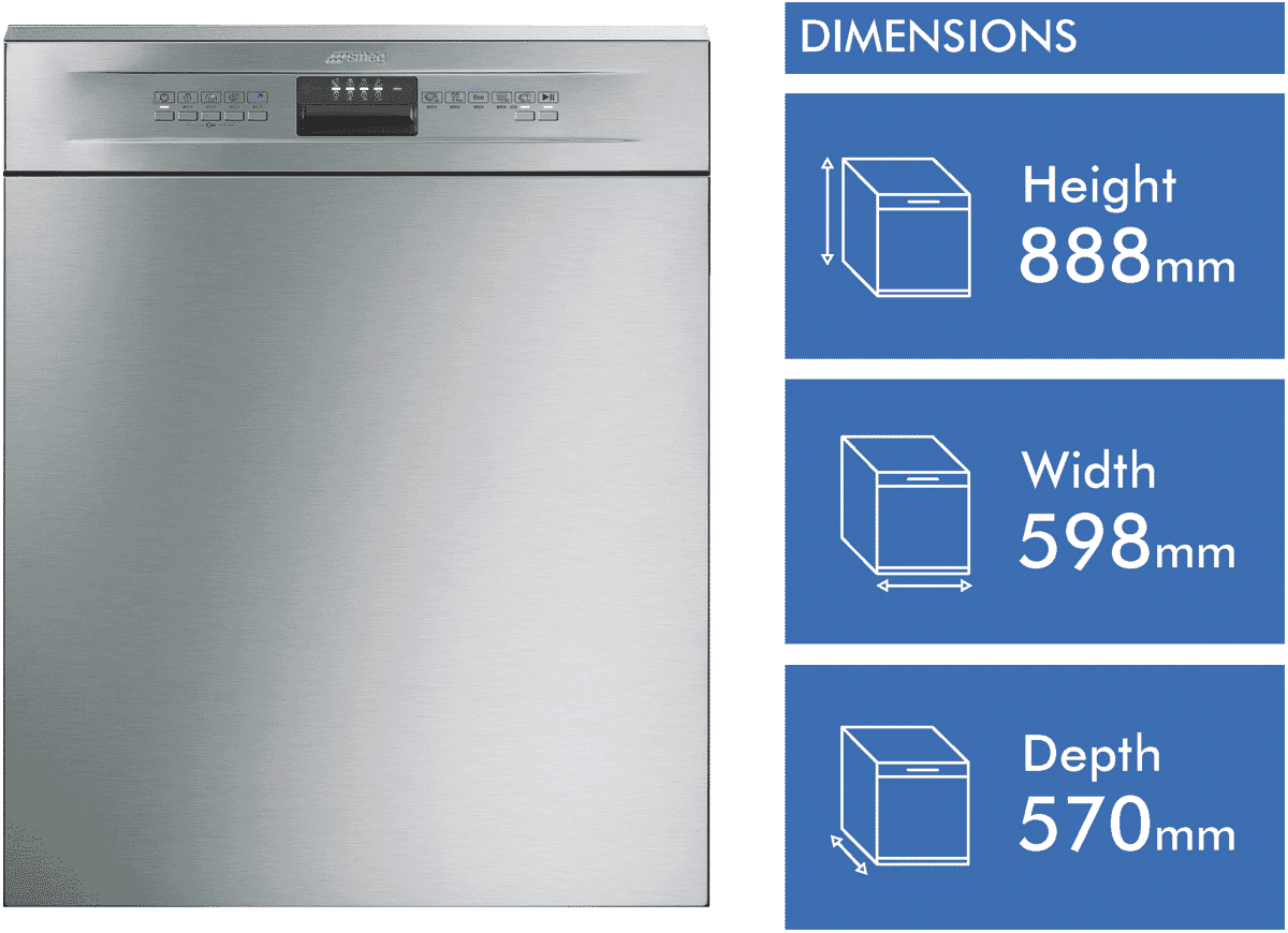 Smeg DWAU6314X2 Stainless Steel Under Bench Dishwasher at The Good Guys
