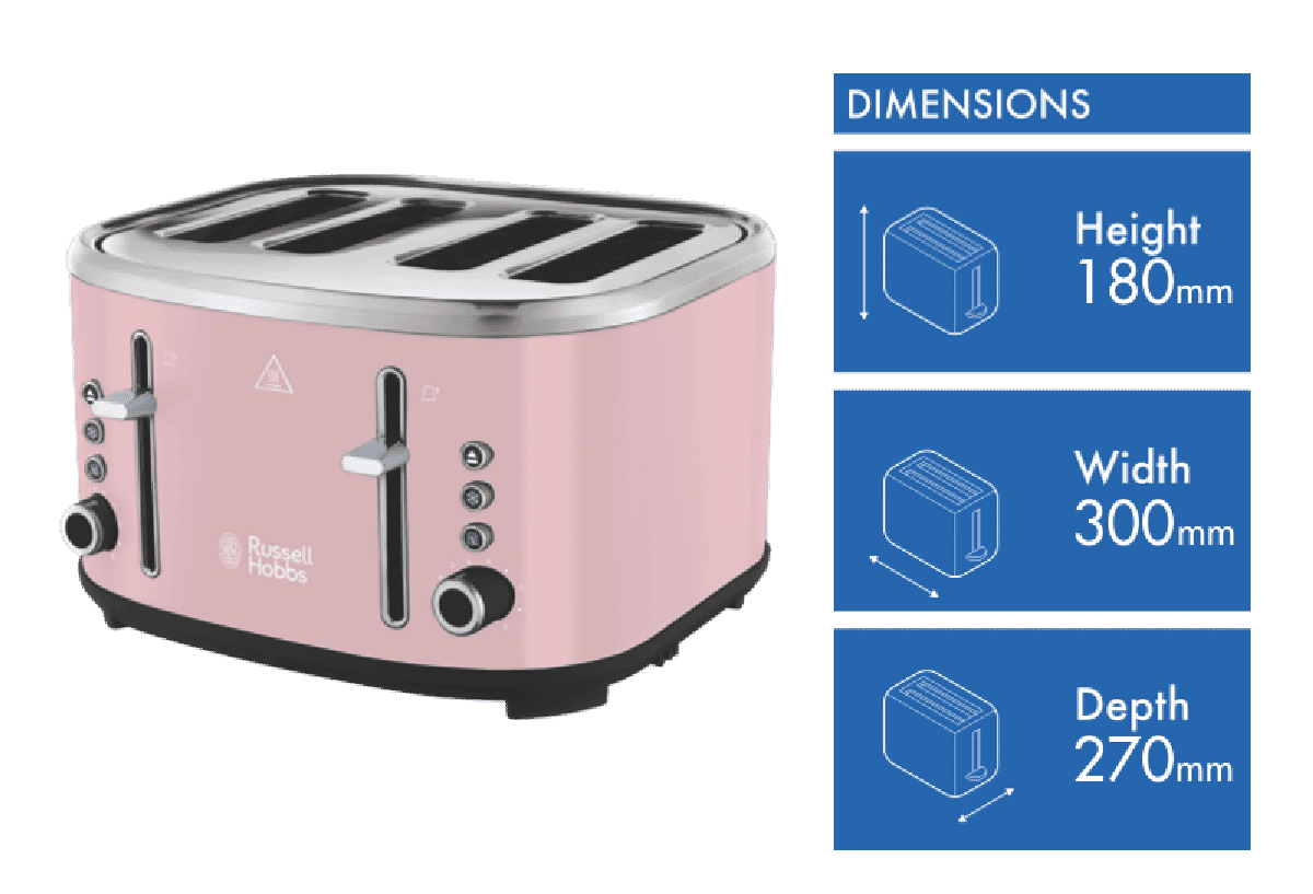 Russell Hobbs Legacy 4 Slice Toaster Pink RHT445PNK