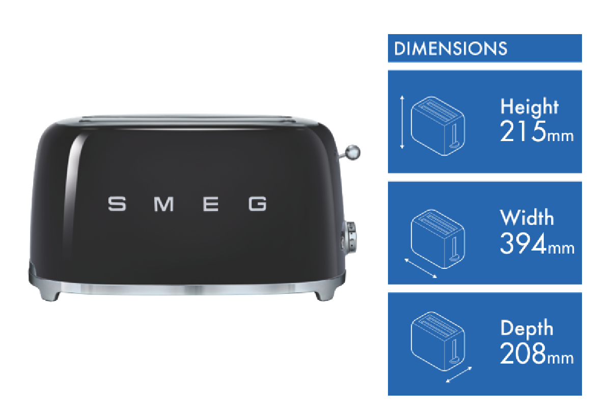 Smeg TSF02 50's Retro Four Slice Toaster, Unused, Choice of Colour