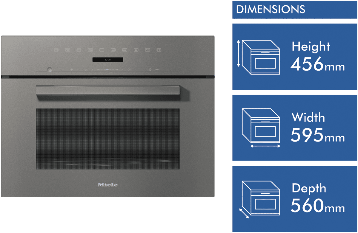 Miele M7244TC CL GG 60cm Microwave Oven Graphite Grey at The Good Guys