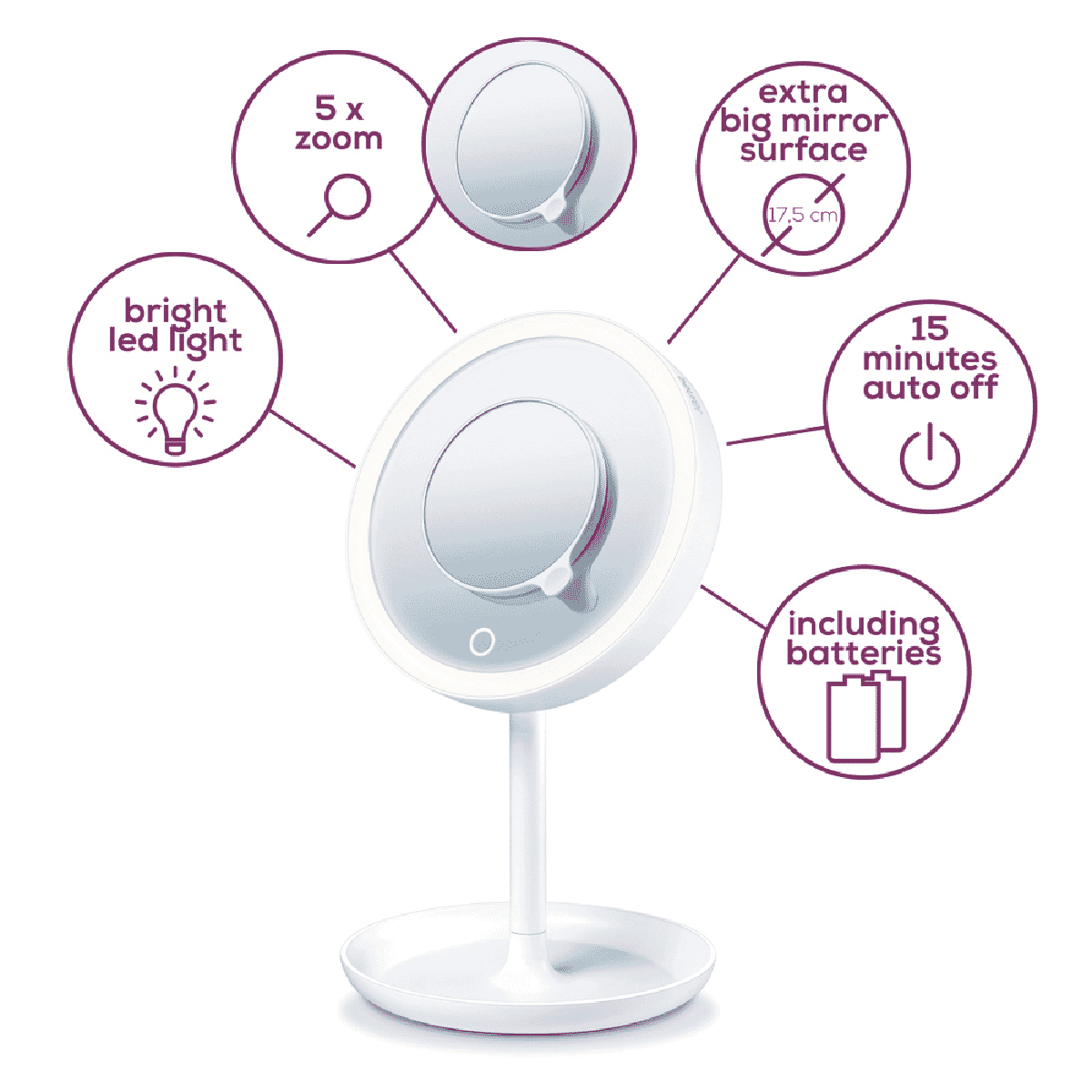 Beurer BS45 Illuminated Cosmetic Mirror at The Good Guys