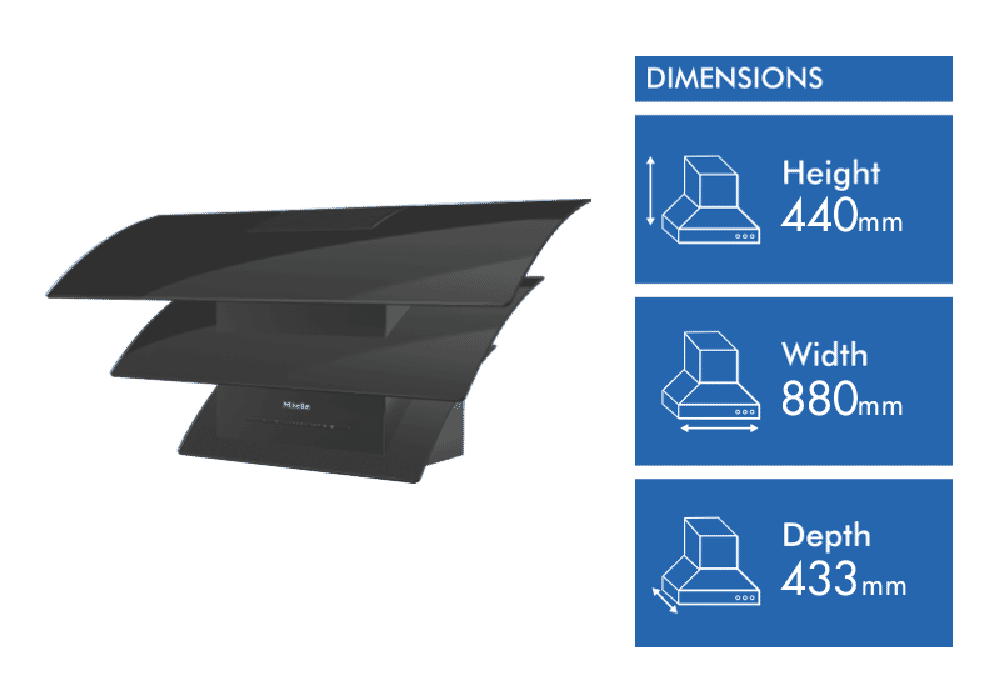 Miele 88cm Black Wall Mounted Rangehood