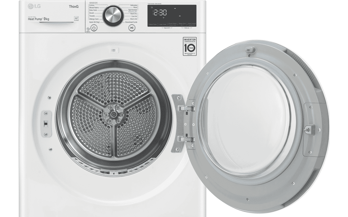 LG DVH9-09W 9kg Heat Pump Dryer at The Good Guys