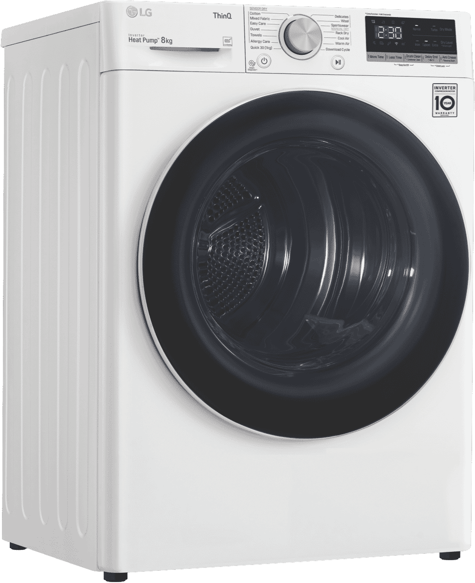 LG DVH508W 8kg Heat Pump Dryer at The Good Guys