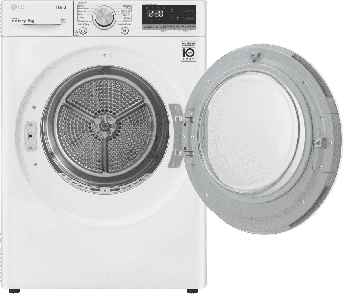 LG DVH508W 8kg Heat Pump Dryer at The Good Guys