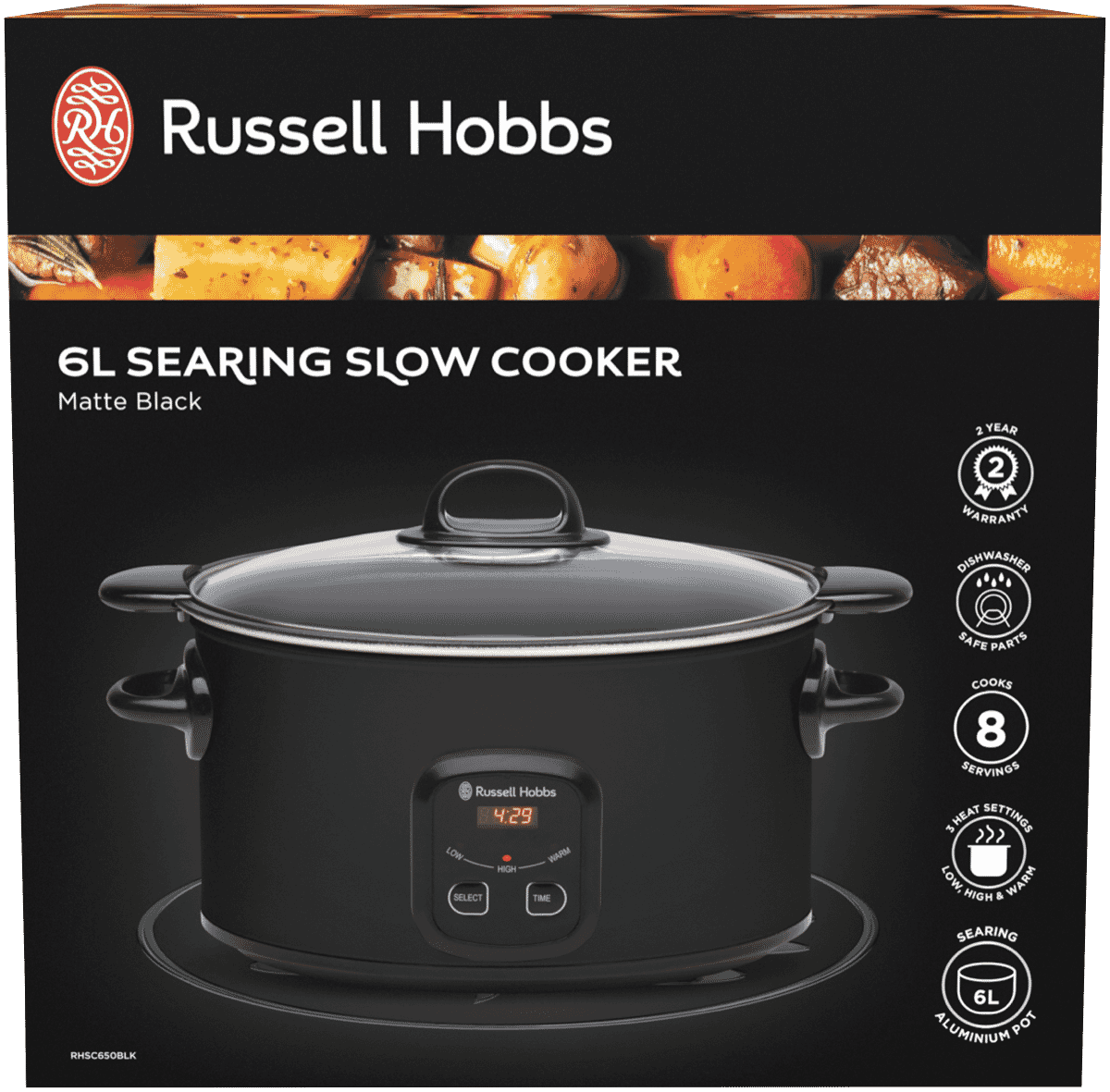 NEW Russell Hobbs RHSC650BLK 6 Litre Searing Slow Cooker Matte Black eBay
