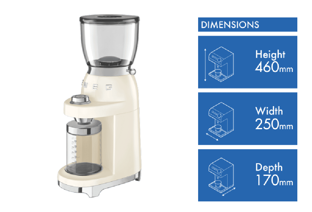 Smeg 50s Style Retro Coffee Grinder - Cream