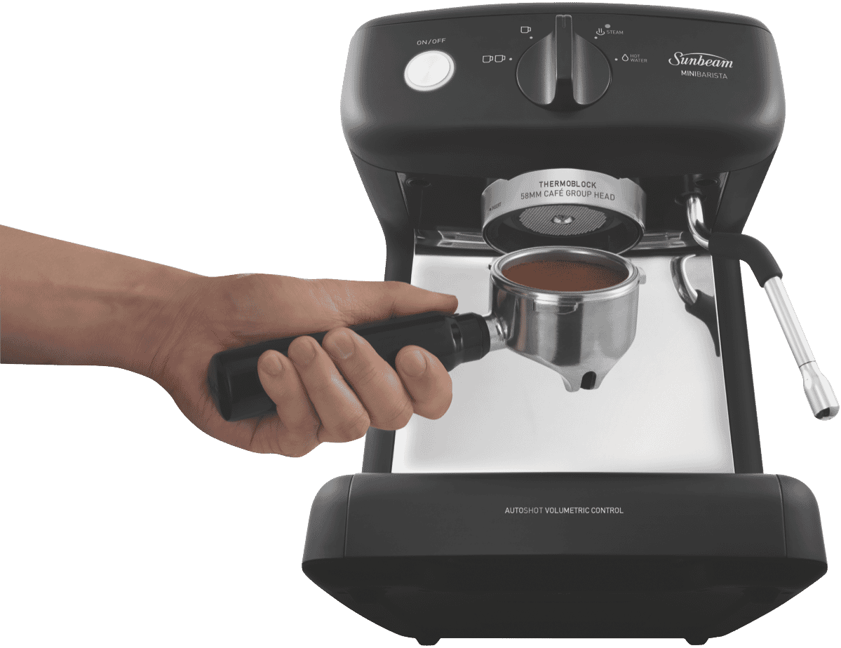 Sunbeam EM4300K Mini Barista Espresso Machine Black at The Good Guys