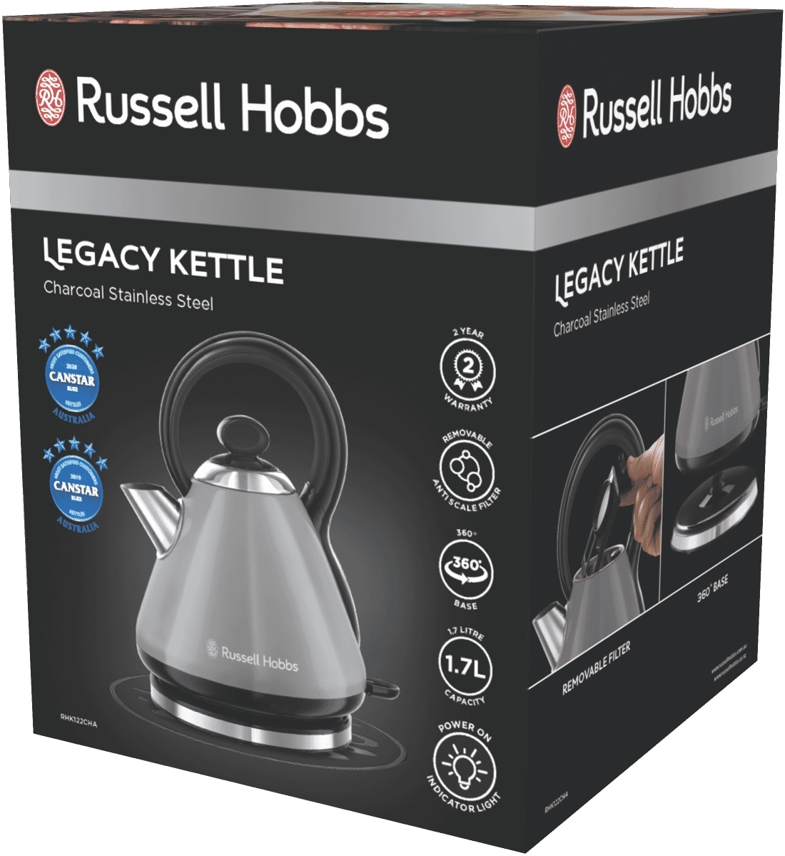 Russell Hobbs RHK122CHA Legacy Kettle Charcoal at The Good Guys