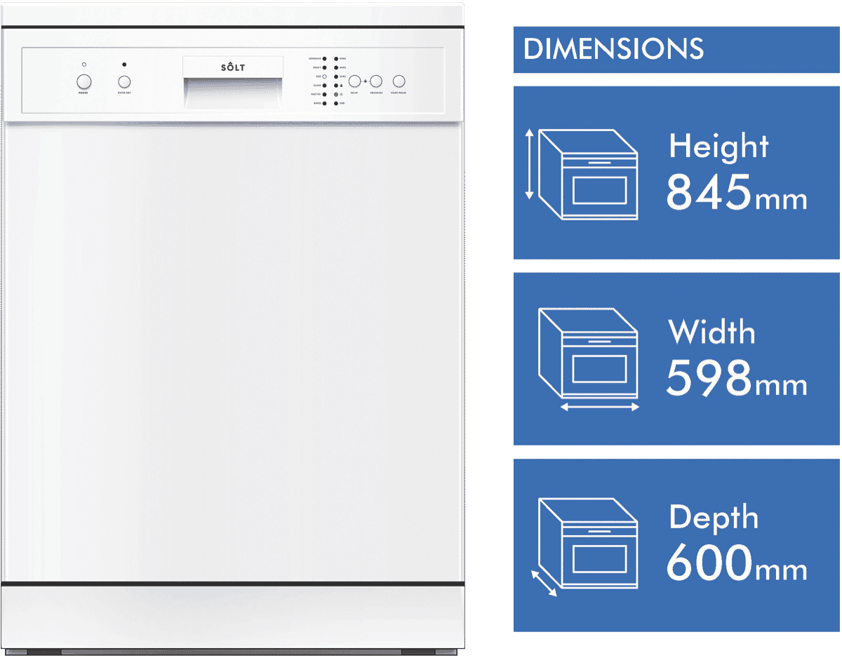 Solt GGSDW6012W 60cm Freestanding Dishwasher White at The Good Guys