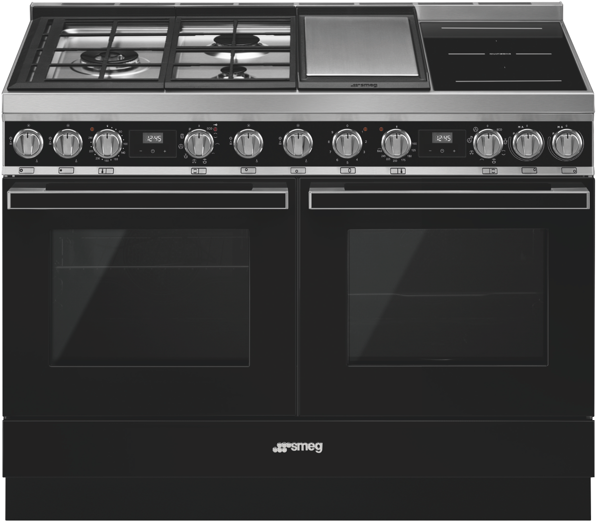 Smeg CPF120IGMPBLA Portofino 120cm Dual Fuel Upright Cooker at The Good