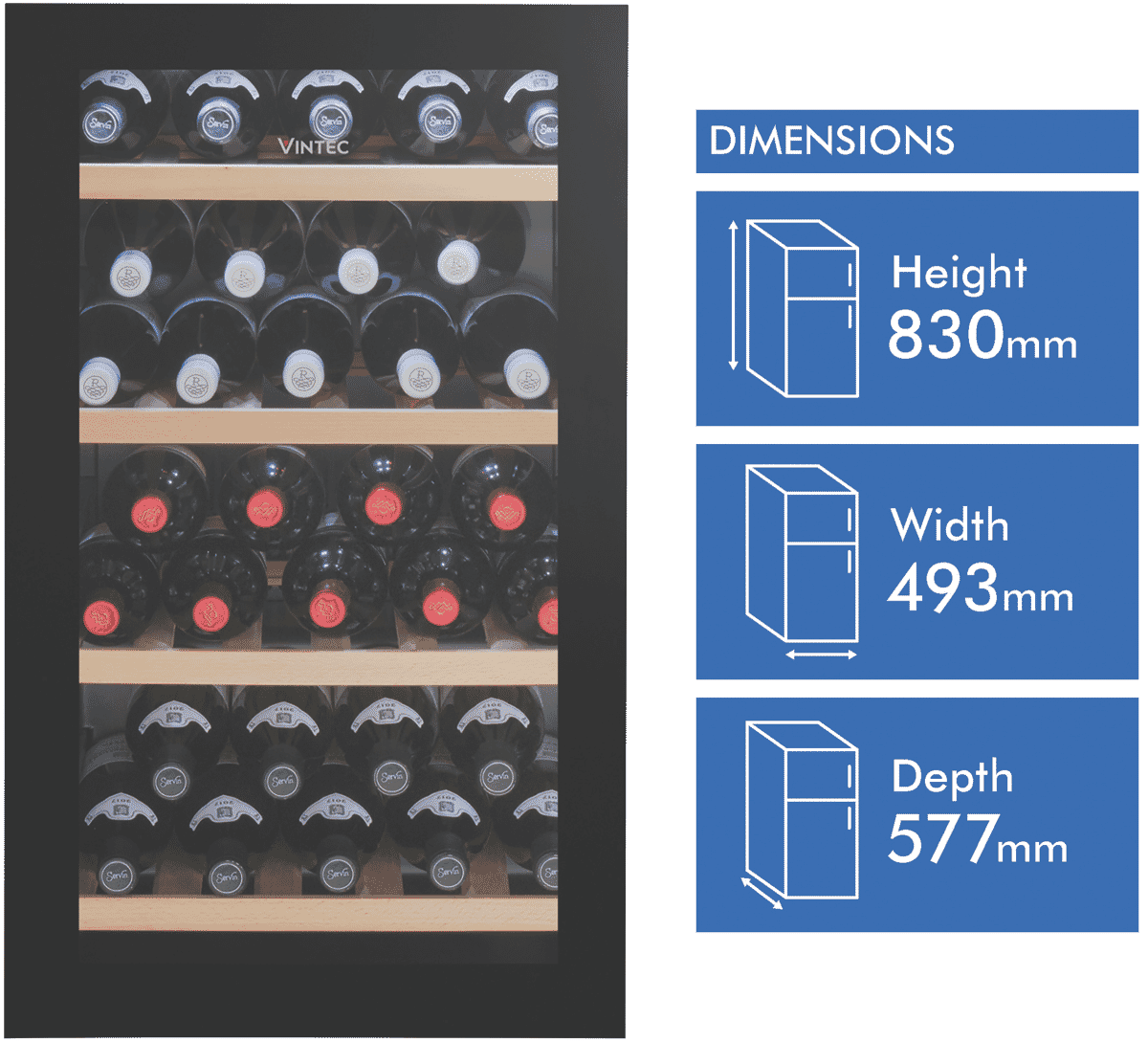 Vintec VWS035SBBX 35 Bottle Wine at The Good Guys