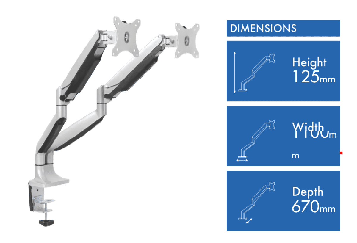 Ergovida Gas Spring Dual Monitor Arm