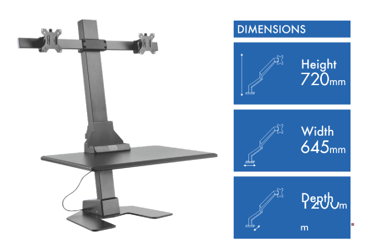 Ergovida Dual Monitor Electric Workstation Black