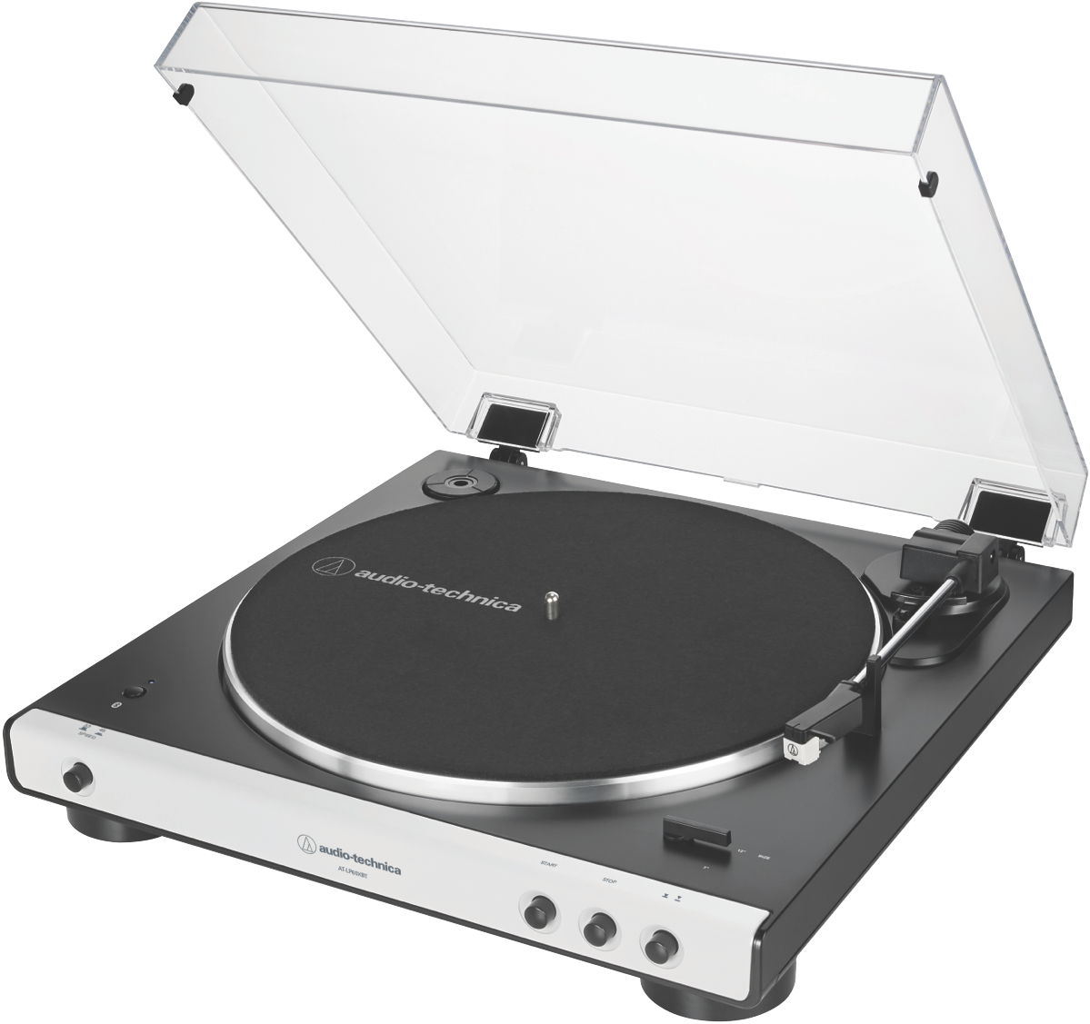 white record player with bluetooth